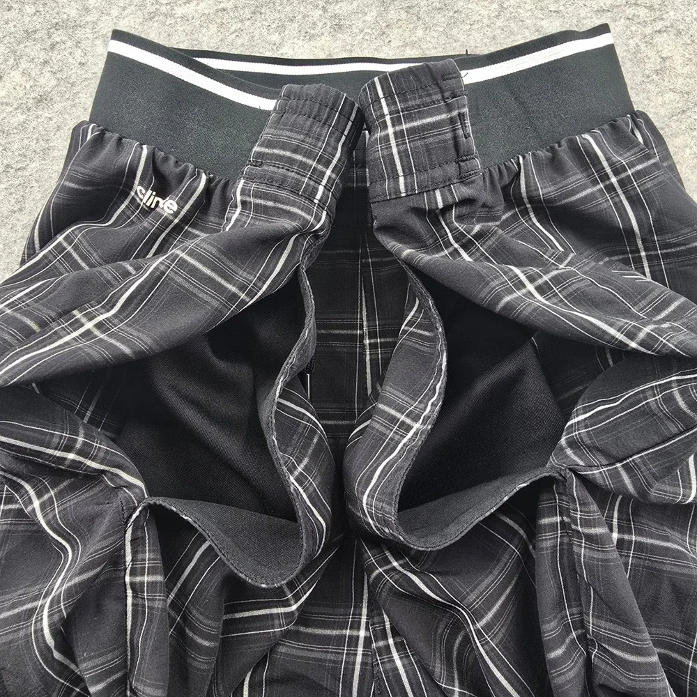 Adidas Plaid Athletic Performance Golf Shorts Men XL Black Climalite Train 10.5